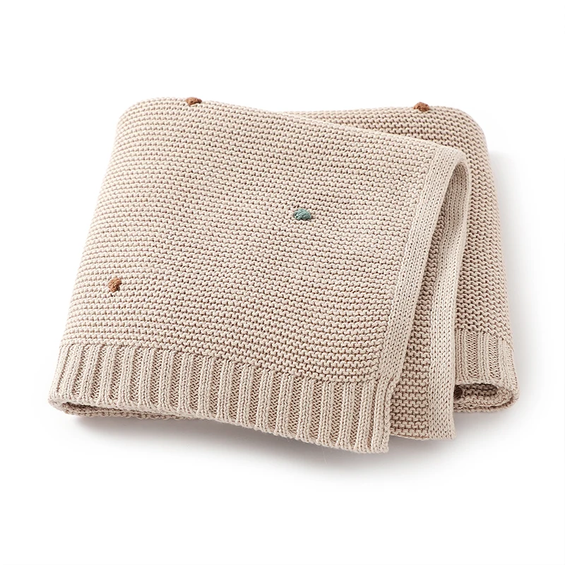 Cotton Knit Blanket Baby Blanket Cotton Knit Newborn Girl Boy Crib Quilt Bedding 90*70CM Fashion Solid Dot Stroller Swaddling Cover Plaid