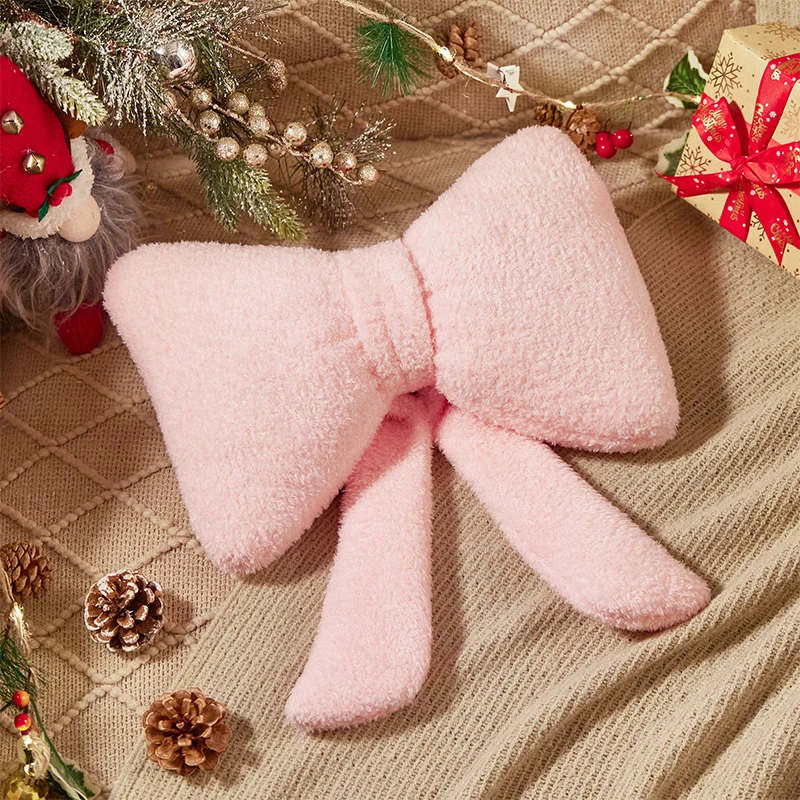 Sofa Pillow Solid Color Bowknot Throw Stuffed Bow Shaped Cute Soft