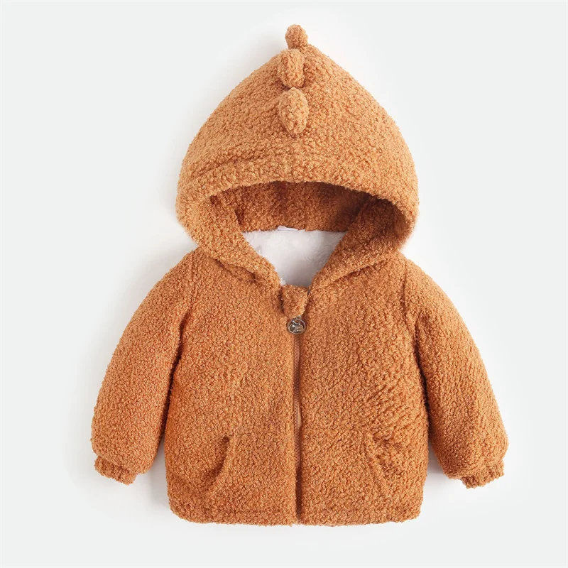 Boys Padded Thickened Outerwear Girls Winter Warm Hooded Solid Color Coat Autumn Children New Casual Cotton Clothes 12M-5Y