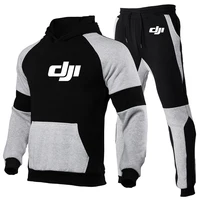 2024 New Men Dji Professional Pilot Drone Printing High-Quality Suits Solid Color Multiple Same Style Sweater + Sweatpants Sets 1