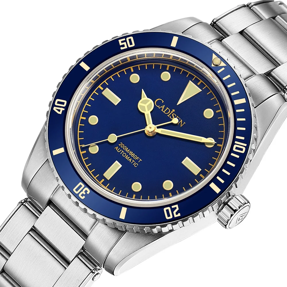CADISEN Orologio Automatico Uomo - Acciaio Inox, Vetro Zaffiro, Riserva Carica, 200m Sub