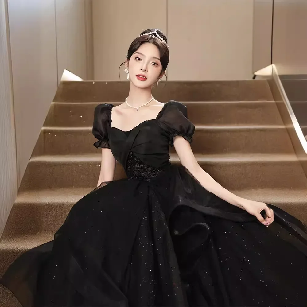 Elegant Black Evening Gown Hostess Dress for Adult...