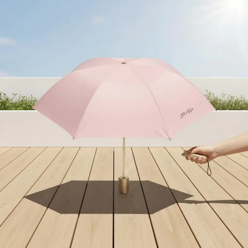 UPF+50 Ultralight Portable Sun Umbrella with Black Vinyl Sunscreen Protection