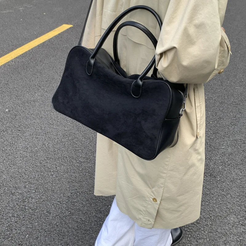 Faux Suede Solid Color High Quality Fashionable Versatile Handbag 2025 Women's Product Hot Selling Large Capacity Shoulder Bag