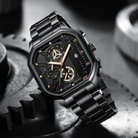 Fashion Casual Business Men Quartz Watch High-end Auto Date Big Square Dial Stainless Steel Band Watches For Man Gifts 1