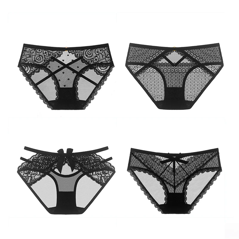 

Sexy Women's Panties Underwear Black White Lace Bandage Lingerie Female Pantys Pantys Transparent Briefs Underpants