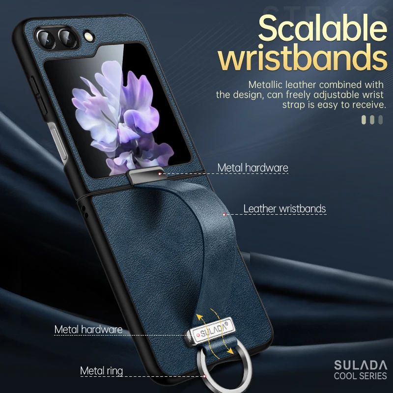 SULADA Tide Cool For Samsung Z Flip 5 Case Wristband Stand for Samsung Galaxy Z Flip 5 Case