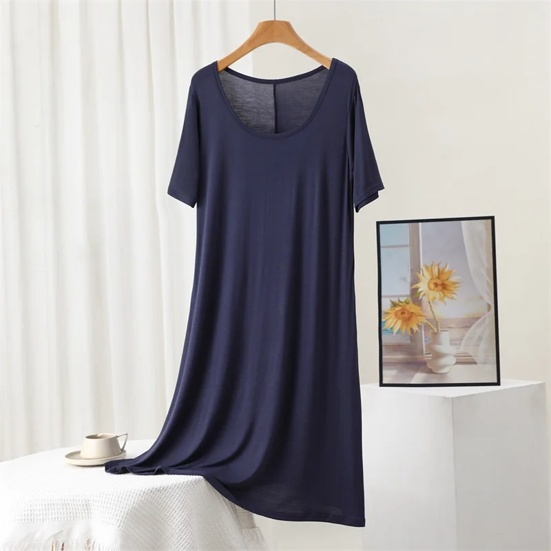 Women's Nightgown Sleeping Dress Large Size Short Sleeve Modal Nightwear Female Comfortable Night Shirt Casual Sleepwear