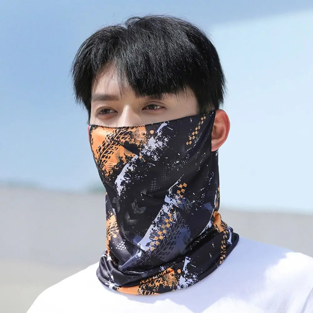 Elastic lce Silk Bandana Head Face Neck Gaiter Hanging Ear Breathable Face Cover Scarf Cycling Balaclava Men Women cycling bandana,bandana headscarf,neck gaiter,bandana neck cover,multifunctional bandana