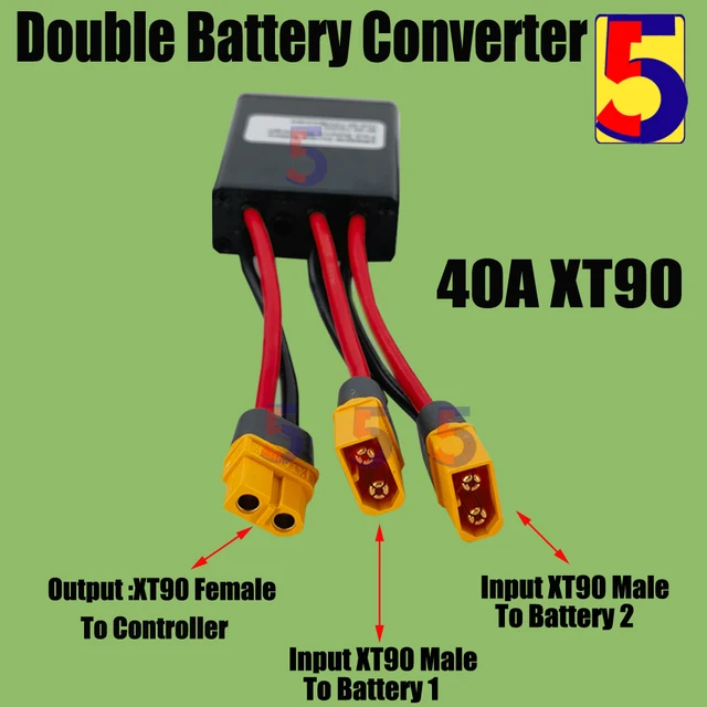 20V-72V 30A Dual-Batterie-Anschluss zur Erhöhung der Kapazität durch  Anschluss von zwei Batterien in Paralle
