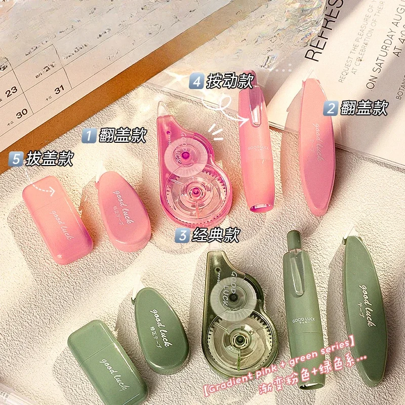 5 Pieces Press Type Cute Tape Macaron Color White Out Corrector Band Student for Stationery School Accessories
