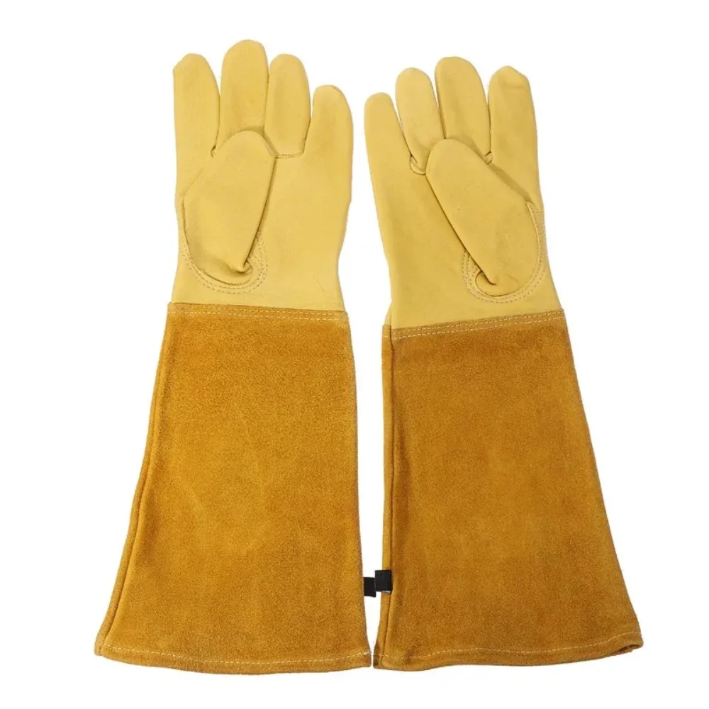 Long Tube Gardening Safety Working Gloves Leather Breathable Gauntlet Pruning Gloves Garden  Industrial Protective Work Gloves 6