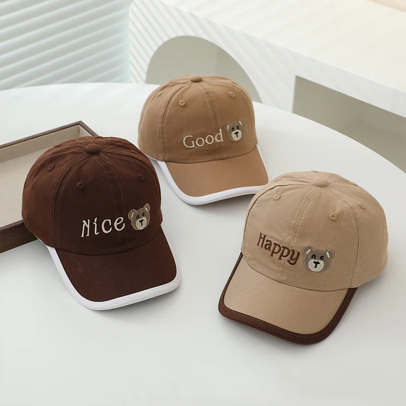 Baseball Cap Letter Embroidery Baby Baseball Cap Solid Color Adjustable Toddler Boys Girls Snapback Hat Casual Kids Cotton Duck Tongue Caps