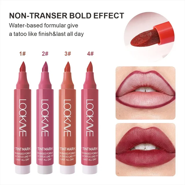 1Pc Sponge Head Liquid Lip Liner Marker Long Lasting Lip Stain Quick Drying Smudge Proof Natural Lipstick Pen Matte Makeup Tool