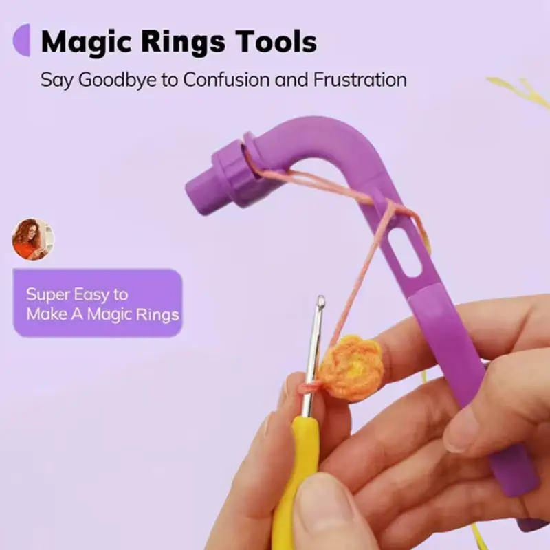 초보자용 DIY 공예 크로셰보 크로셰 홀더 바늘 스티치 실 뜨개질 실 길이 조절기 3 in 1 매직 서클 크로셰 도구