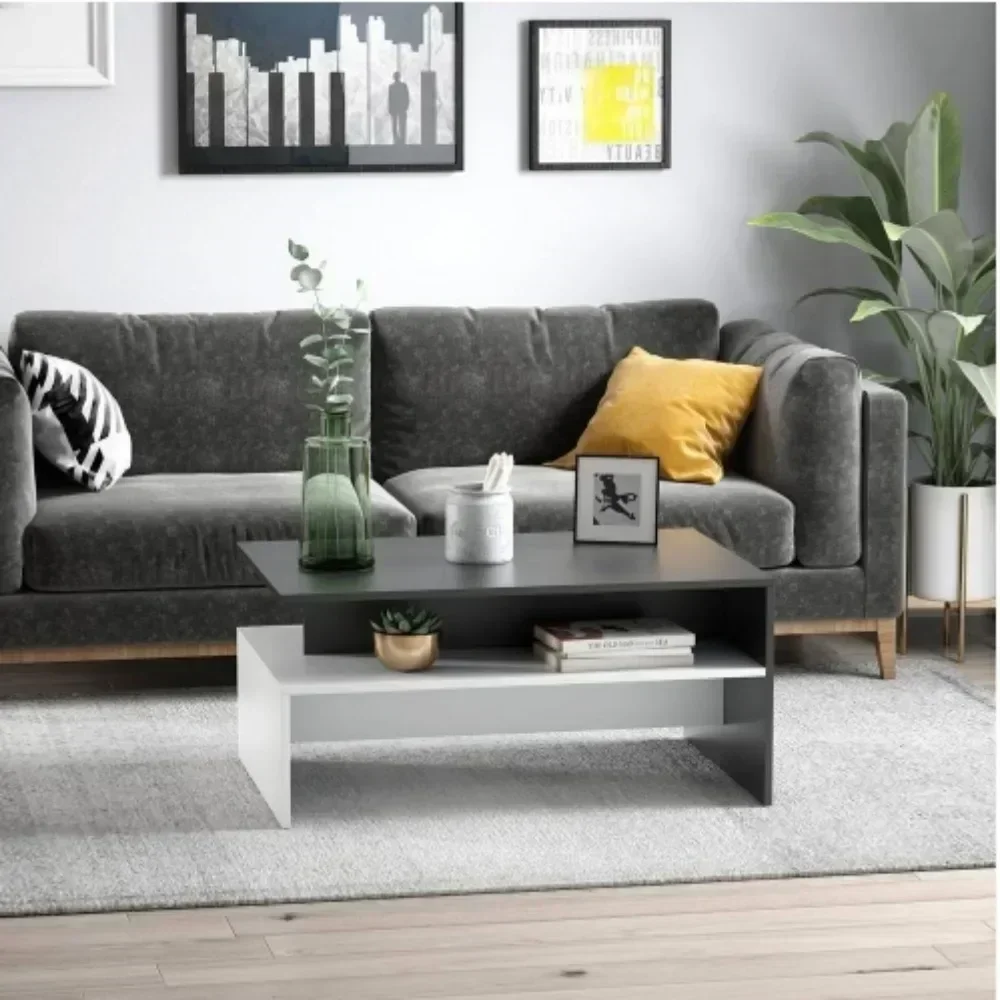 Modern Gloss Lacquer Coffee Table, Black/White 4
