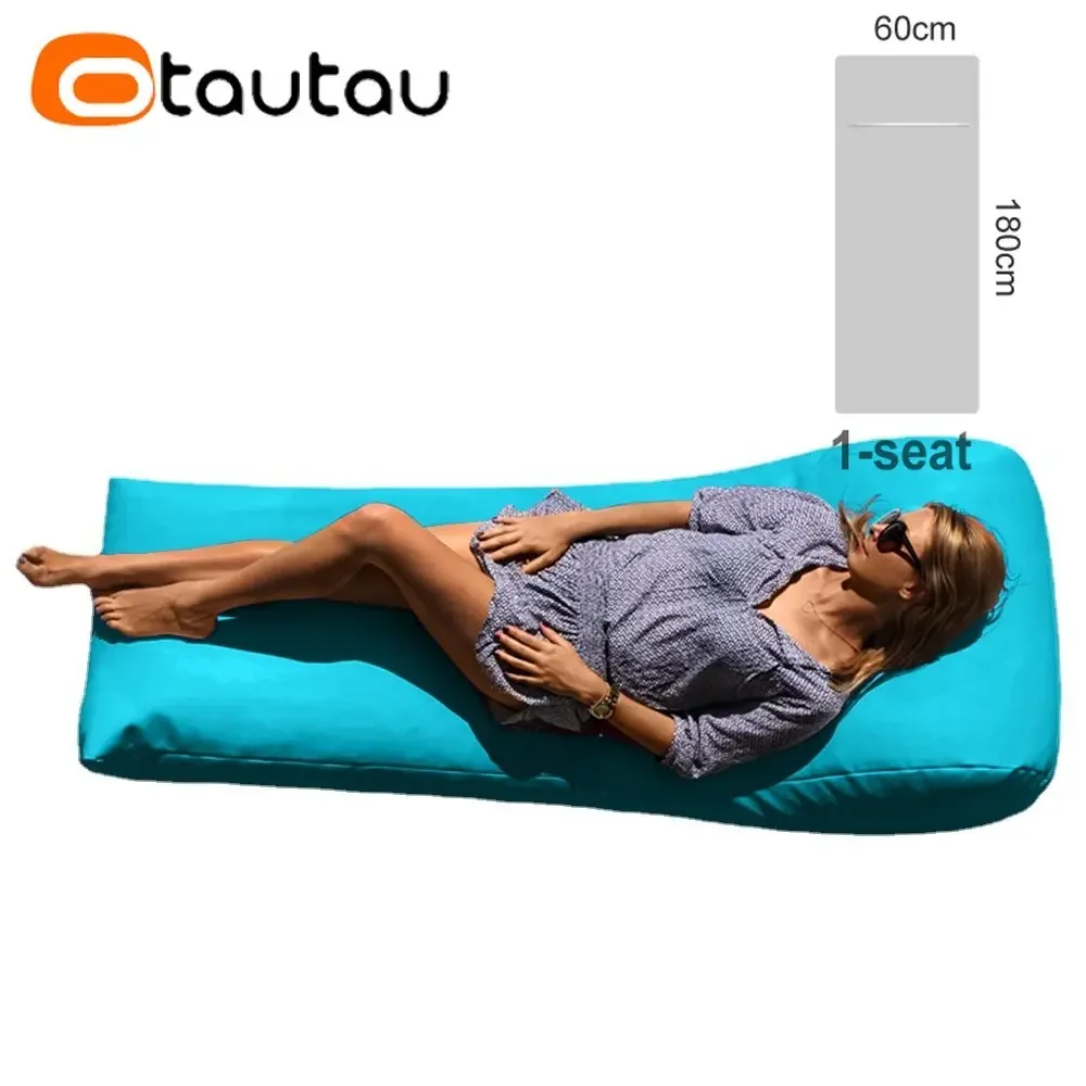 OTAUTAU filled Outdoor Chaise Lounge Pouf with Filler Whaterproof Swim Pool Floating Garden Camp Beanbag Puff Sofa Bed SF059