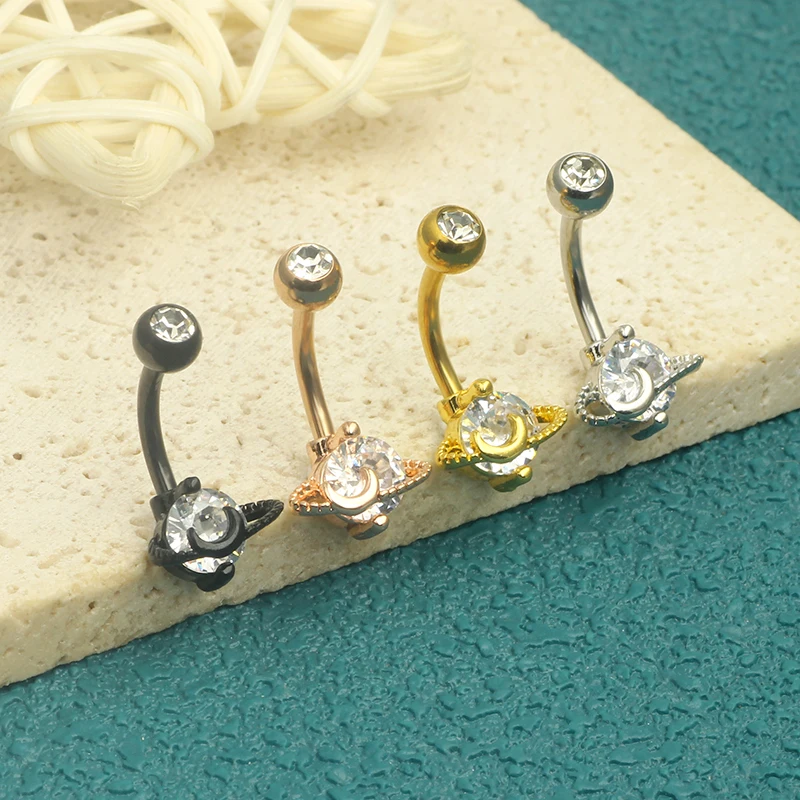 Navel Piercing Belly Button Rings Bar Belly Ring Barbell Stainless Steel Sexy Beach for Women Body Jewelry 14G Moon World