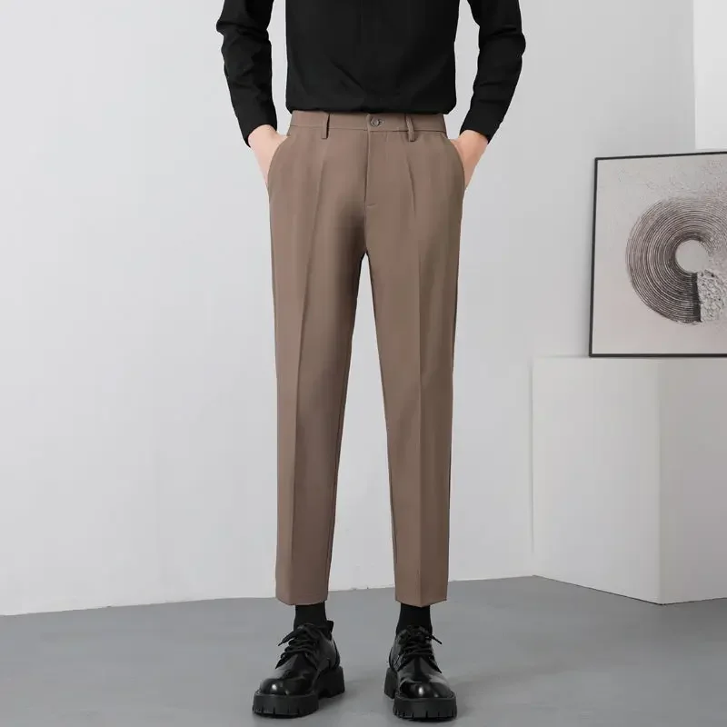 thumbnail image 1 of Pantalones de negocios elásticos para hombre Pantalones de traje elásticos para hombre Pantalones rectos Sastrería social Nuevo en verano 2024 Formal Chino Homme Up, 1 of 4