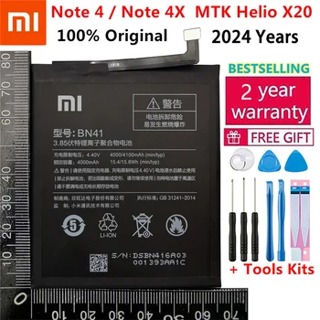 2024 New 100% For Xiao Mi BN41 Battery For Xiaomi Redmi Note 4 Hongmi Note 4X 4200mAh Original Mobile Phone Batteries+Free Tools
