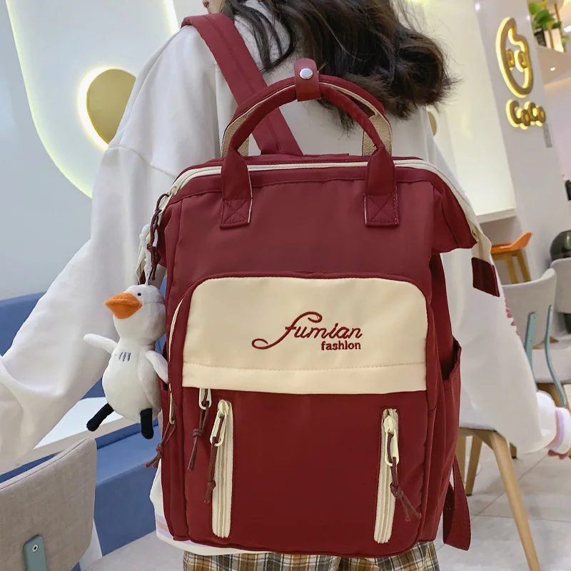 Female Kawaii Mommy Bag Girl Cute Travel Student Backpack Trendy Fashion Lady College Backpack Women Laptop Waterproof Nylon Bag