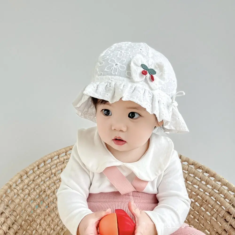 Fashion Lace Ruffle Newborn Sun Hat Princess Sunscreen Infant Bucket Hat Sweet Cute Baby Fisherman Hat Beach