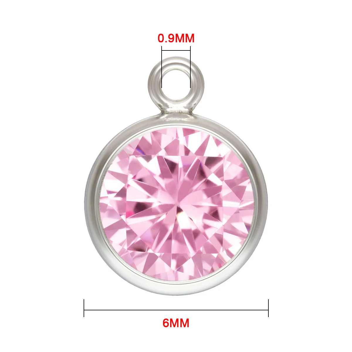 925 Sterling Silver Birthstone Bezel Drop Charm 6MM Pendant Zircon Charm For Necklace Earring DIY Jewelry Findings Accessories
