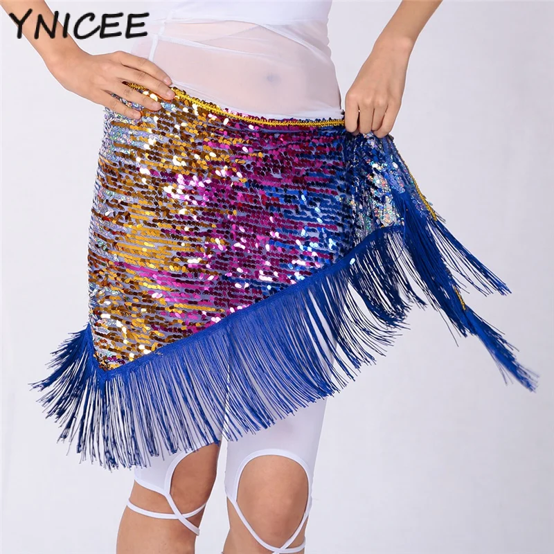 

Women Sequin Glitter Tassel Belly Dance Hip Scarf India Carnival Rave Stage Performance Waist Chain Costume Party Wrap Skirt Bel