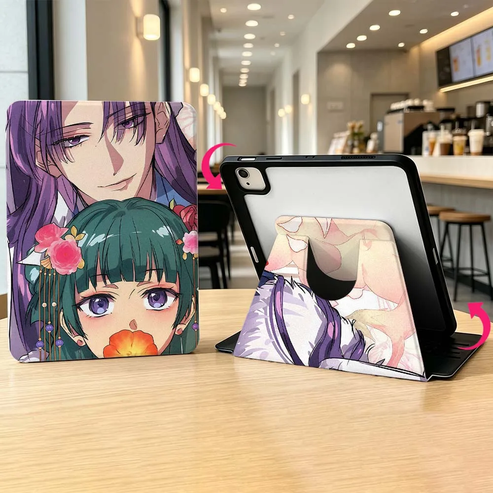 Anime Couple Cartoon 360° Rotation Tablet Case with Pen Slot