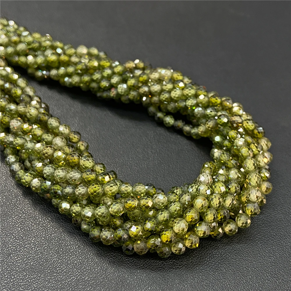 2 3 4 mm facettierte Zirkonia-Perlen, mehrfarbig, Zirkon, rund, lose Distanzperlen für Schmuckherstellung, DIY-Armband, Halskette, 38,1 cm – Detail 6