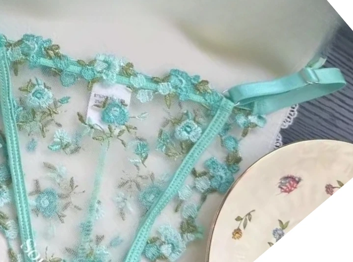 Sexy Lingerie Set - Pink French Lace Bra|G-stringFloral Embroidery Women's Underwear,Sweet Push Up Bra Set,Valentine's Day Gift