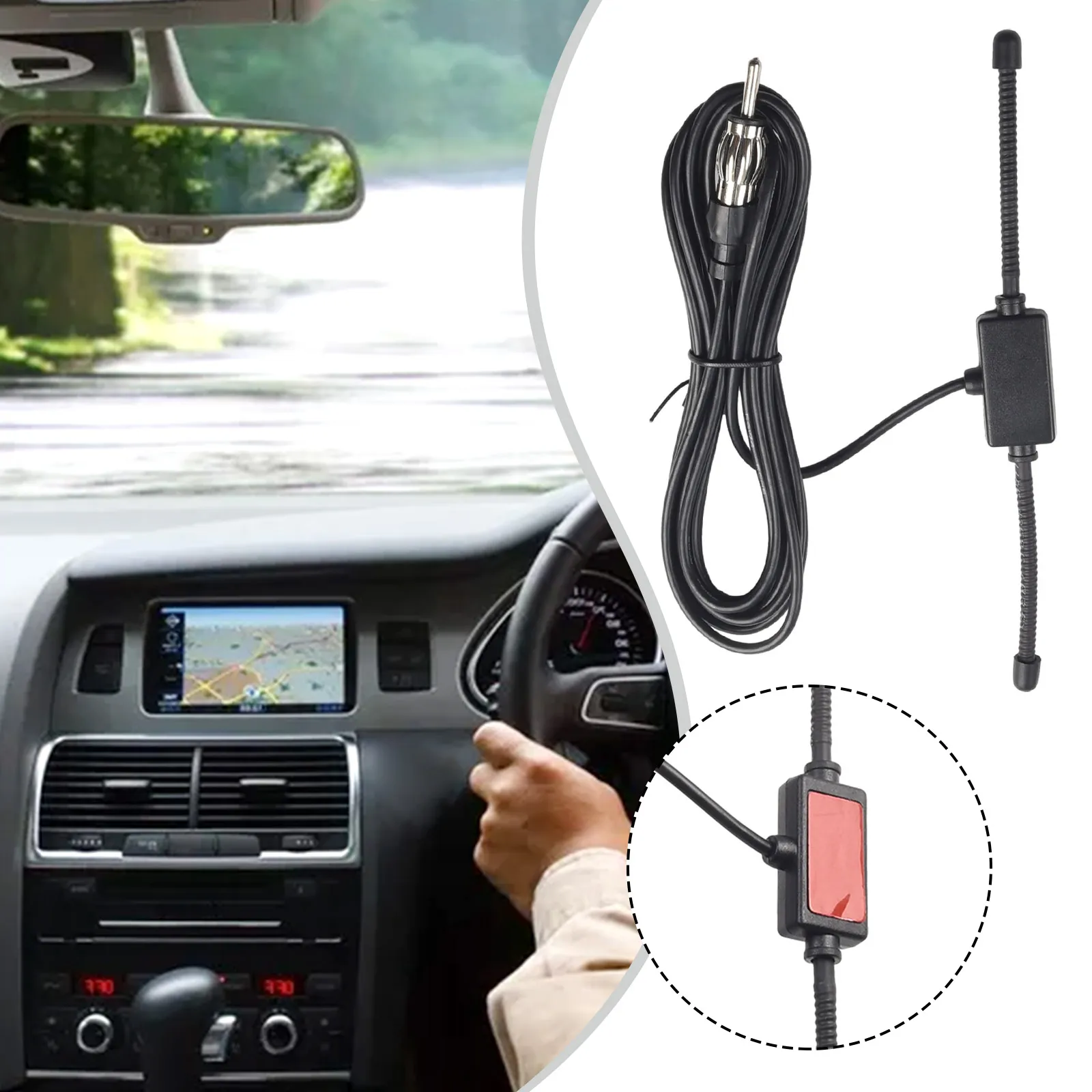 

100% Antenna Boat Stereo Head Unit Receiver RG174 Full Copper Wire Radio Antenna Tuner Universal Fits Most Vehicles