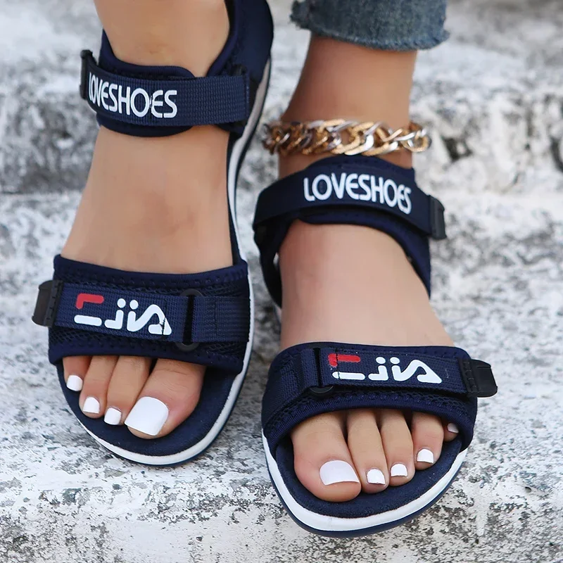 Sandały sportowe letni nowy z wystającym palcem podwyższony sandały na platformie damskie buty na plażę sandały sportowe