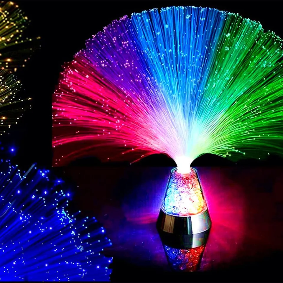 Acheter Lampes Décor À La Maison Cadeau De Fête Décoration De Noël LED  Fibre Optique Lumière Lampe De Nuit Multicolore