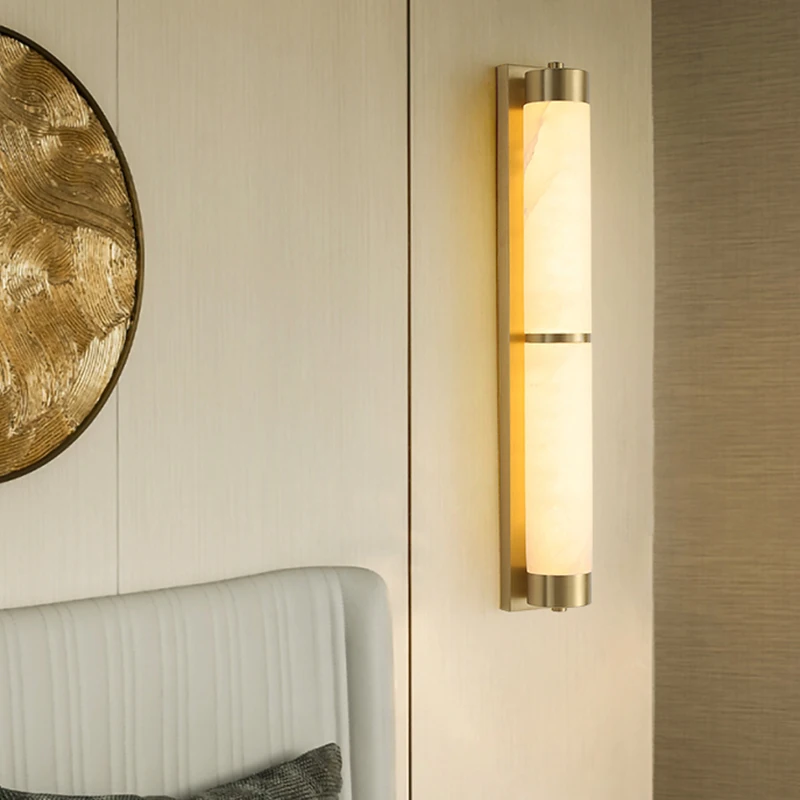 Modern Marble Wall Lamp Luxury Minimalist Brass Indoor Decoration Lamps Corridor Bedroom Study Wall Light