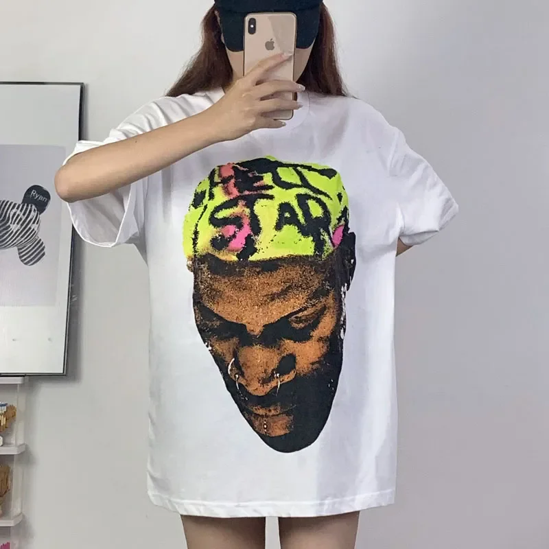 

GYM 2023SS Hellstar Correct 1:1 Label Green Head Print High Quality Large 100% Cotton Short Sleeve T-shirt