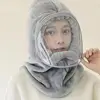 Hooded Cold Ear Protection Autumn Winter Keep Warm Caps Plush Hat Scarf Windproof Hat Woman Fleece Hat with Windproof Anti-fog