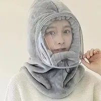 Hooded Cold Ear Protection Autumn Winter Keep Warm Caps Plush Hat Scarf Windproof Hat Woman Fleece Hat with Windproof Anti-fog
