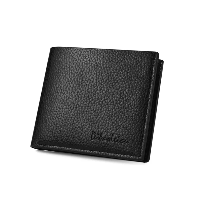 Portafoglio corto da uomo con stampa litchi, stile casual inglese, con cerniera, per carte di credito_voghion.com