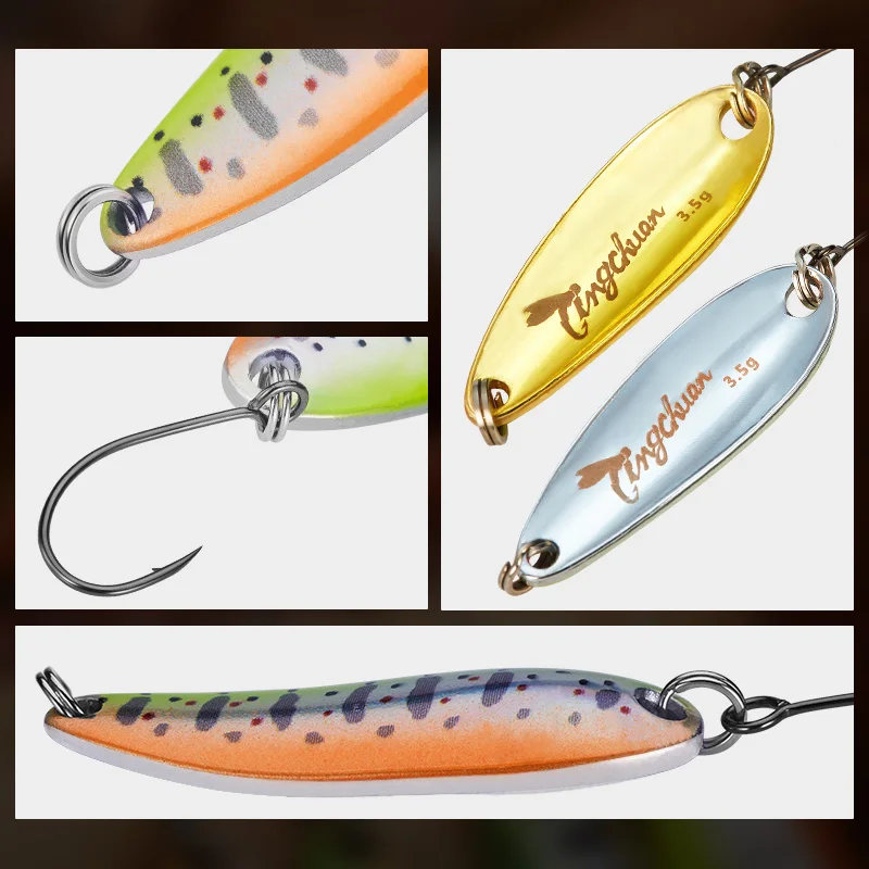 Lot De 10 Cuillères De Pêche Métal Pailletées Avec Plume - Poids 5 à 13g - Pour Mer Et Rivière