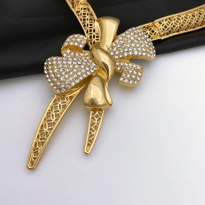 إيطاليا 18 كيلو مطلية بالذهب طقم مجوهرات نسائي تصم...