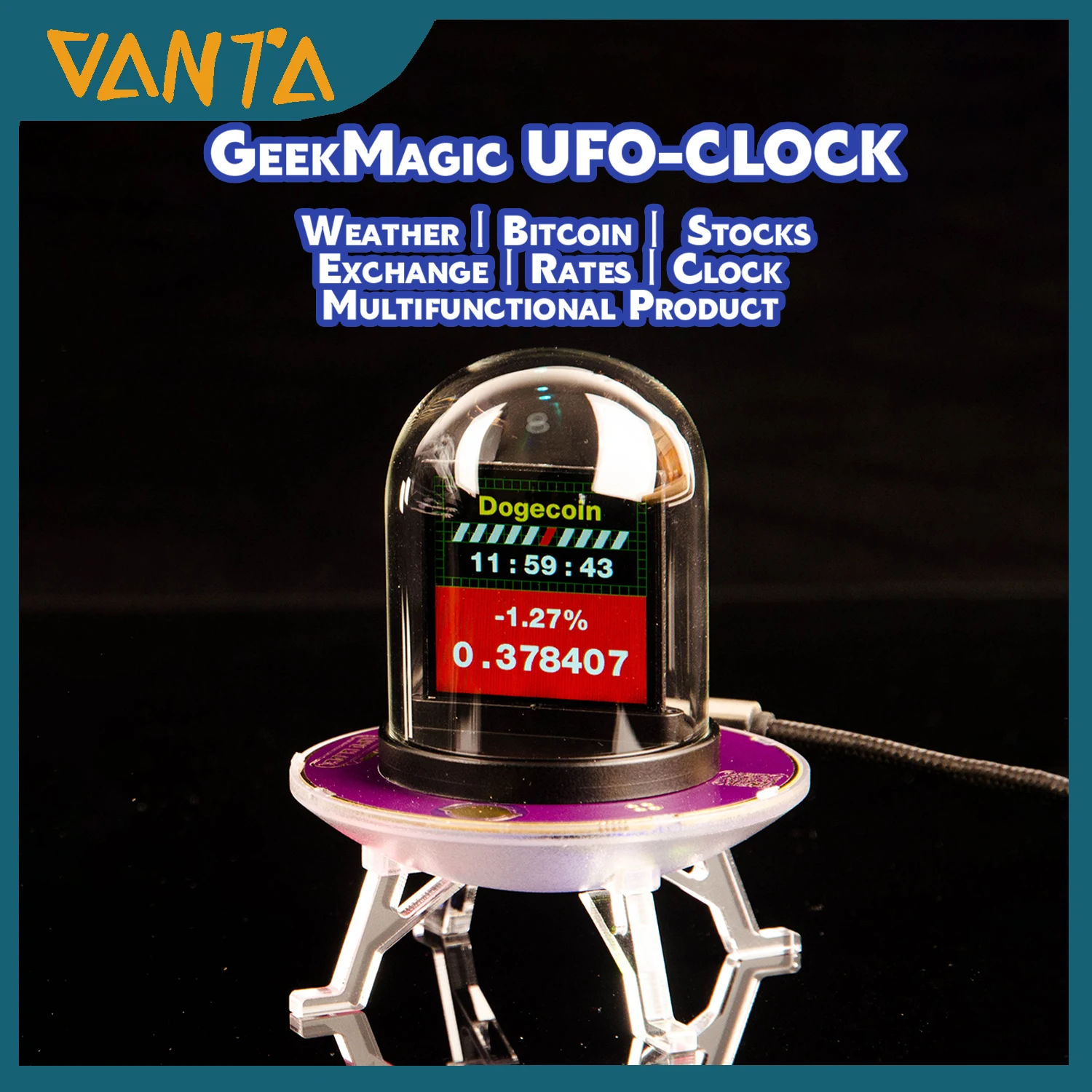GeekMagic UFO-CLOCK Stock Tracker WiFi Weather Exchange Rates Bitcoin  Prices Tracker Touch-Sensitive Buttons Hardware Monitoring - AliExpress