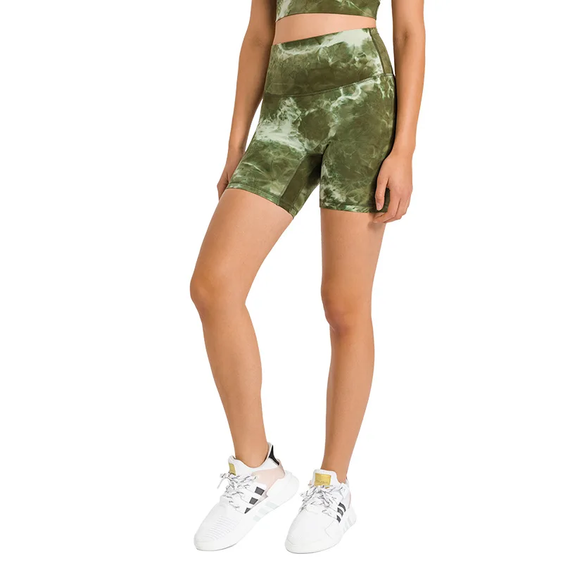 Solid Color Women Sports Shorts Sexy Printing Soft High Waist Fitness Yoga Short Cycling Train Gym Workout Tight Athletic Clothe