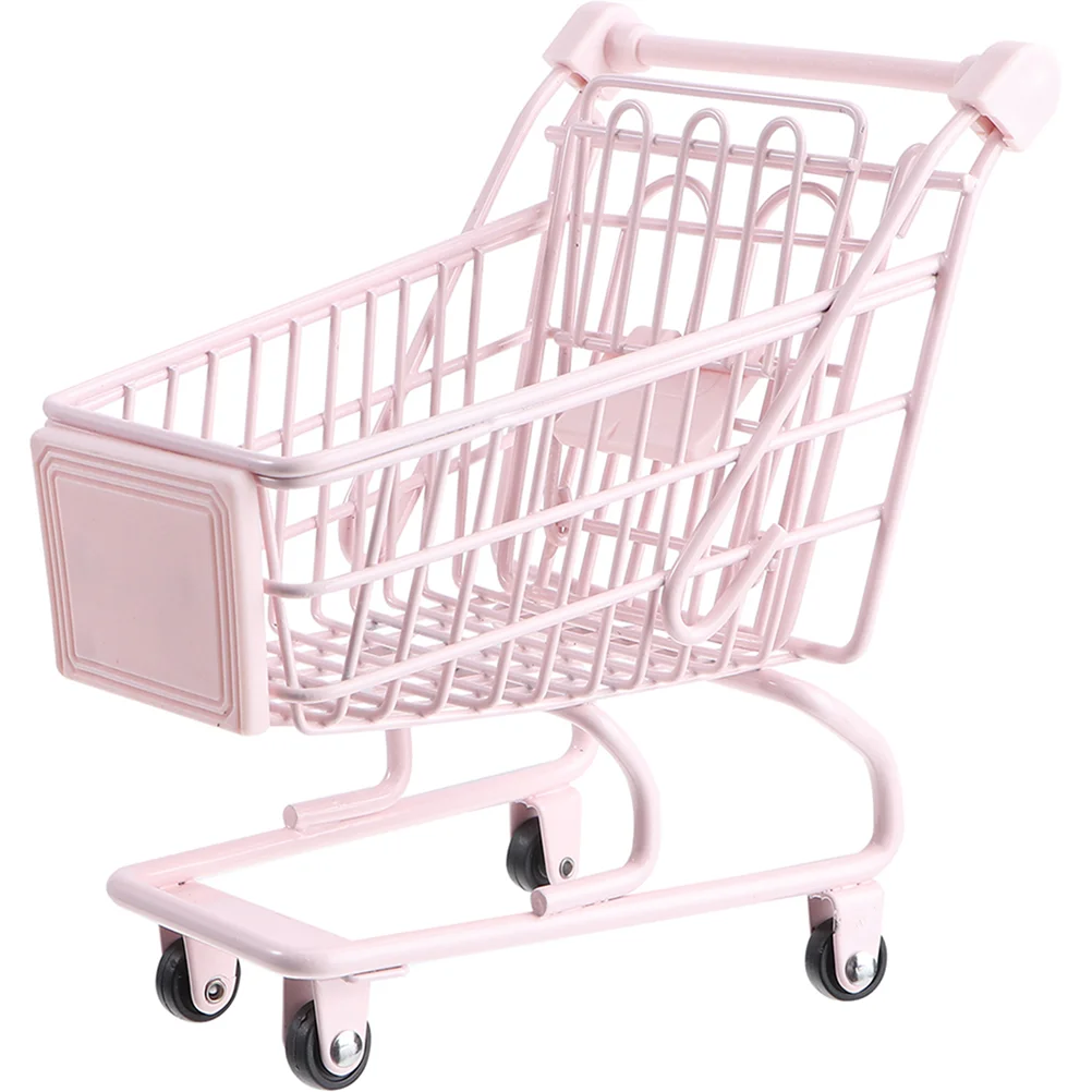 

Mini Supermarket Shopping Trolley Cart Kids Shopping Cart Toys Small Grocery Cart Desktop Model Children's Toys Dollhouse Decor