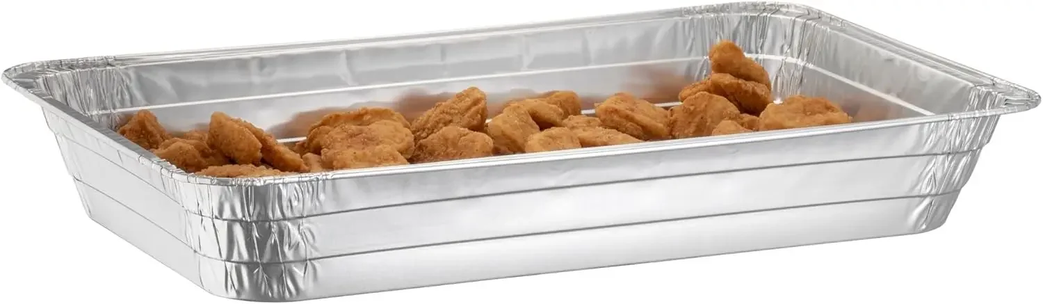 Full Size Deep Steam Aluminum Table Pans-Disposable to go Foil Pans for Chafing, Baking, Storing and Catering Containers