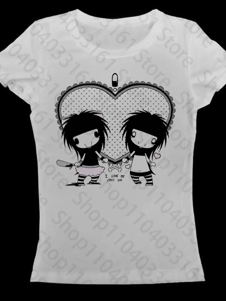 Y2k Anime Cute Streetwear O-neck 90s Text Print Tops Women Harajuku Clothes Simple Vintage Crop Tee Aesthetic Emo Casual T-shirt 5