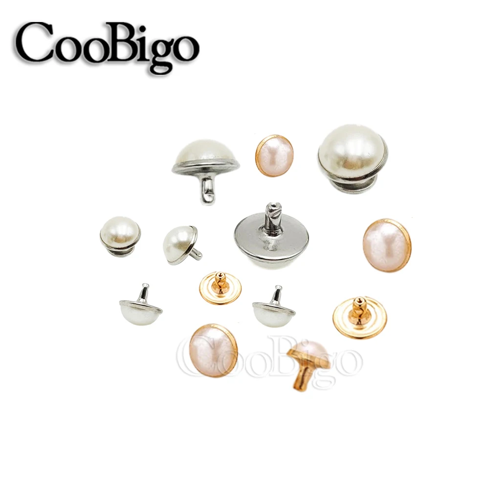 Description Picture 5 of item100x Double Cap Rivets Spike Imitation Pearl Studs Leathercraft Clothes Apparel Belt Shoes Bag DIY Decor Accessories 6 8 10mm
