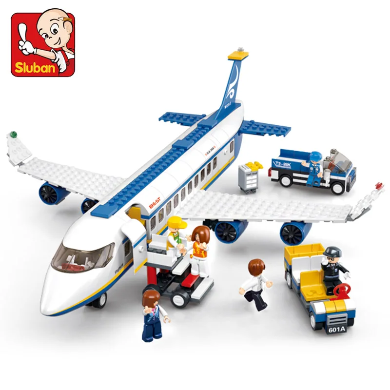 City Sluban Airport Airbus Aereo Aereo Aereo Brinquedos Avion Modello Building Blocks Mattoni Giocattoli Educativi Per Bambini