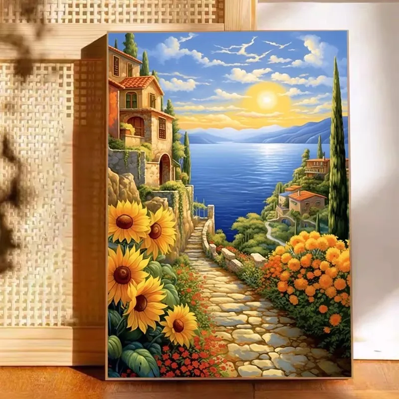 

Вышивка с принтом «морской город», Набор для вышивки крестиком «сделай сам» в гостиную, хлопковые нитки