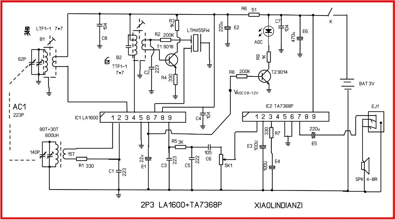 2P3 Radio LA1600+TA7368 DIY Medium Wave Radio Spare Parts Kit Suitable for 2P3 Chassis